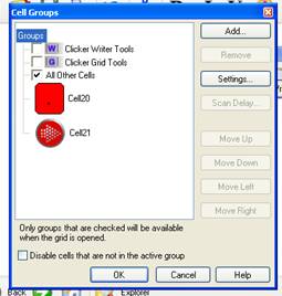 Cell groups dialog