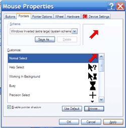 Mouse pointers screen