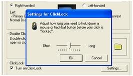 clicklock3 Clicklock speed dialogue box
